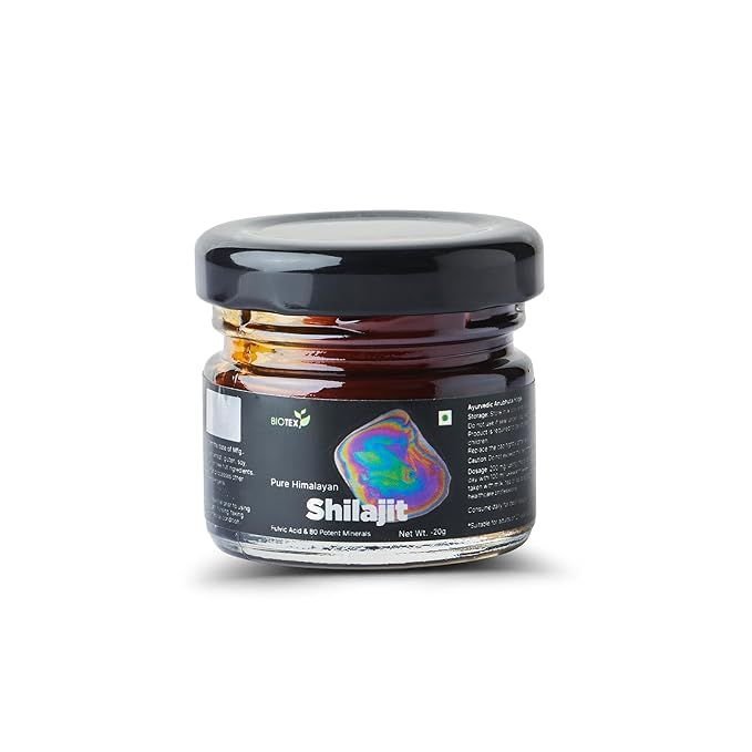 Biotex Shilajit Powder 20g jar - Purified Ayurvedic Himalayan shilajit for natural energy and stamina support