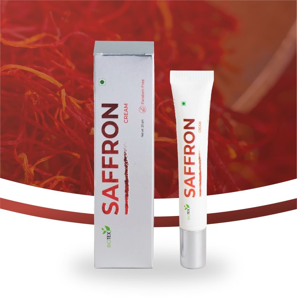 Biotex Saffron Cream 20g tube - Premium Ayurvedic skin nourishment cream with Kesar