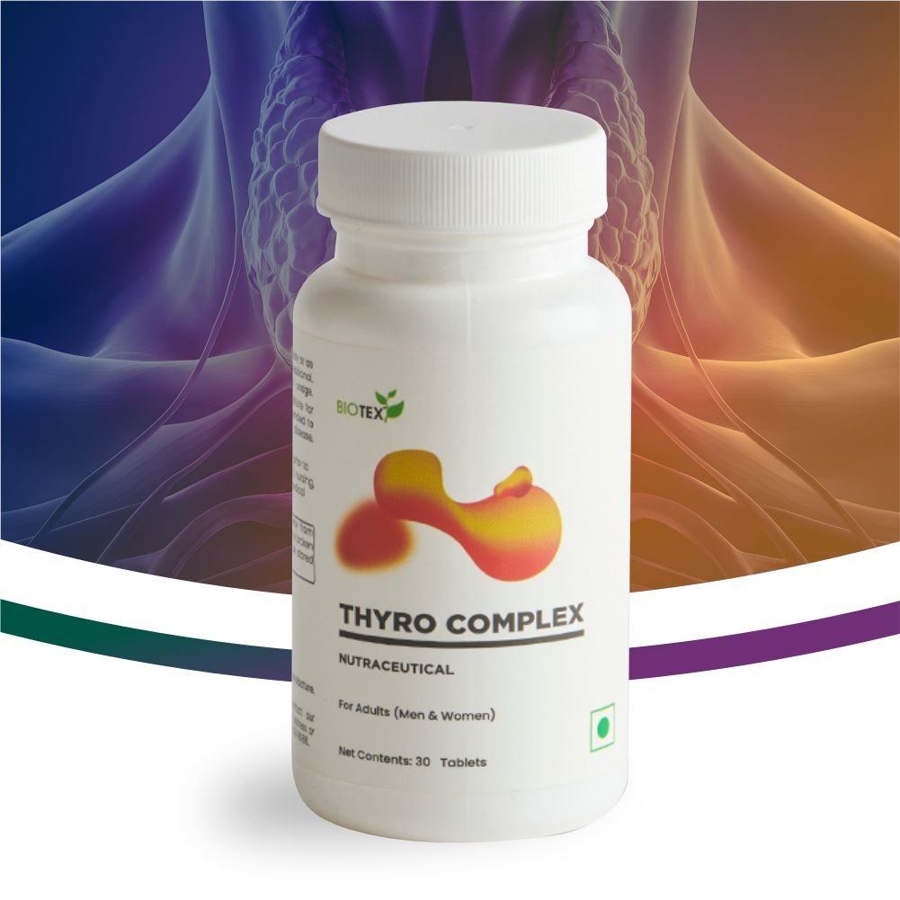 Biotex Thyro Complex tablets bottle - Essential mineral and herbal thyroid nutritional support supplement