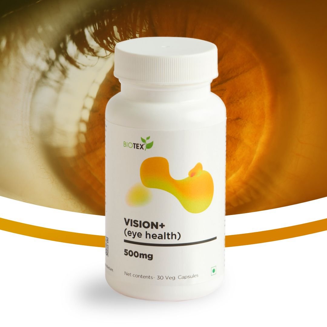 Biotex Vision+ capsules bottle - Eye nutrition formula with marigold-derived lutein and zeaxanthin